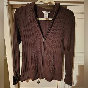 ARIZONA Brown Hooded Zipper Sweater with Pockets. Girls 14/16
